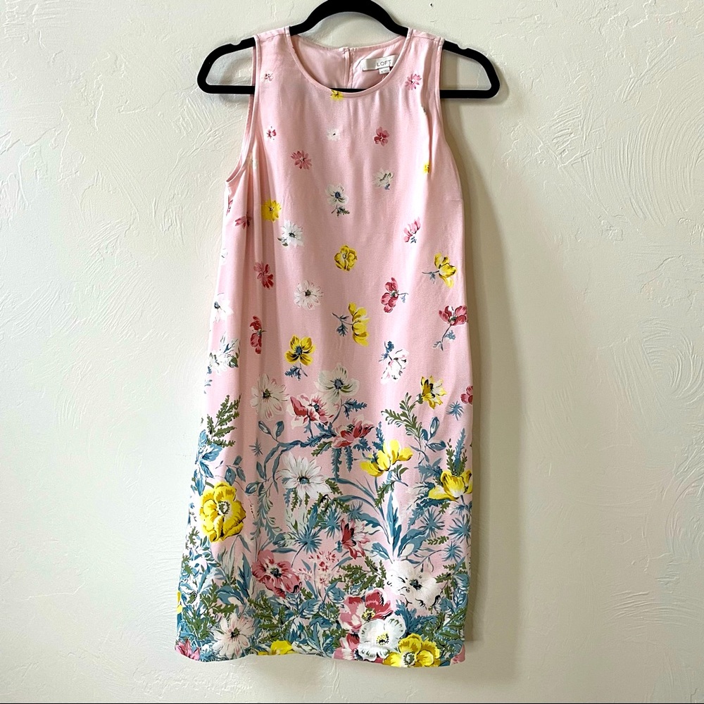 Loft pink floral shift dress